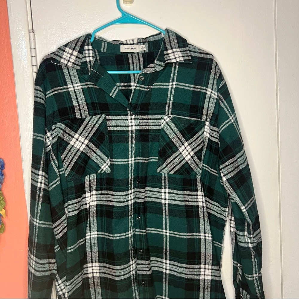 Green Relaxed Button Down Shirt with Notched Collar